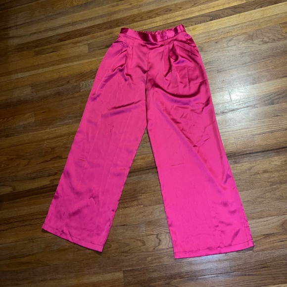 ASOS Pink Satin Wide Leg Pants - Picture 4 of 6
